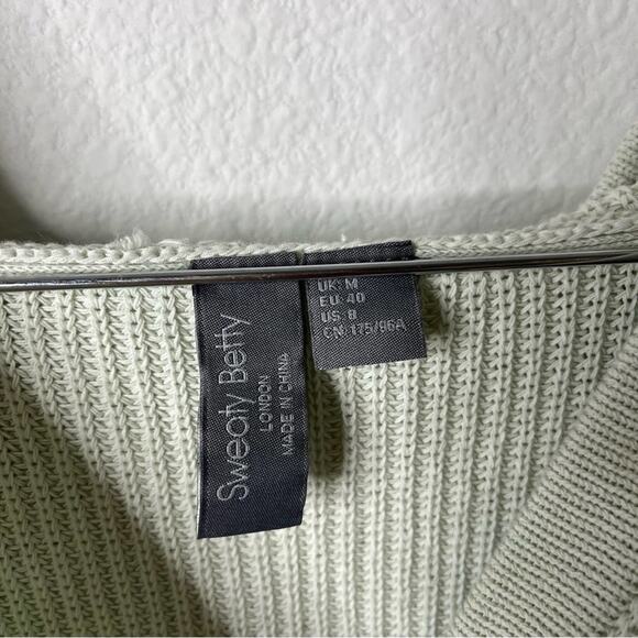 Sweaty Betty Avocado Green Knitted Hoodie Crop Sweater Womens Size 8 - Picture 9 of 12